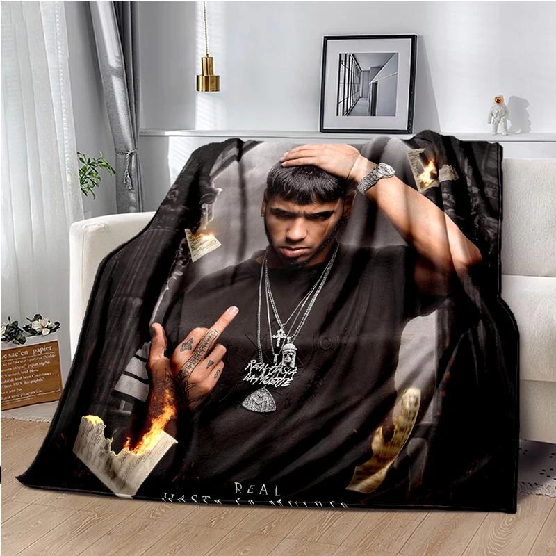 Anuel AA Rapper Hip Hop Singer Blanket Sofa Office Hiking Picnic Super Soft Quilt Fashion Flannel Throws Blanket Birthday Gift