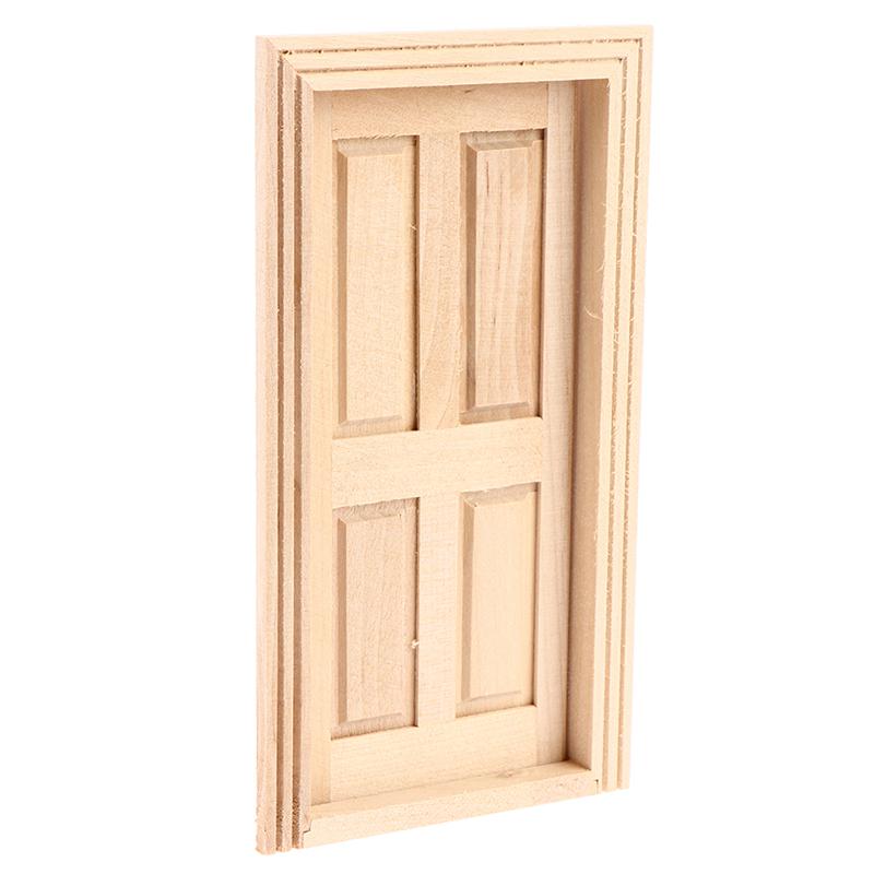 1/12 Dollhouse Miniature Diy Wood External Single Door Unpainted Accessories