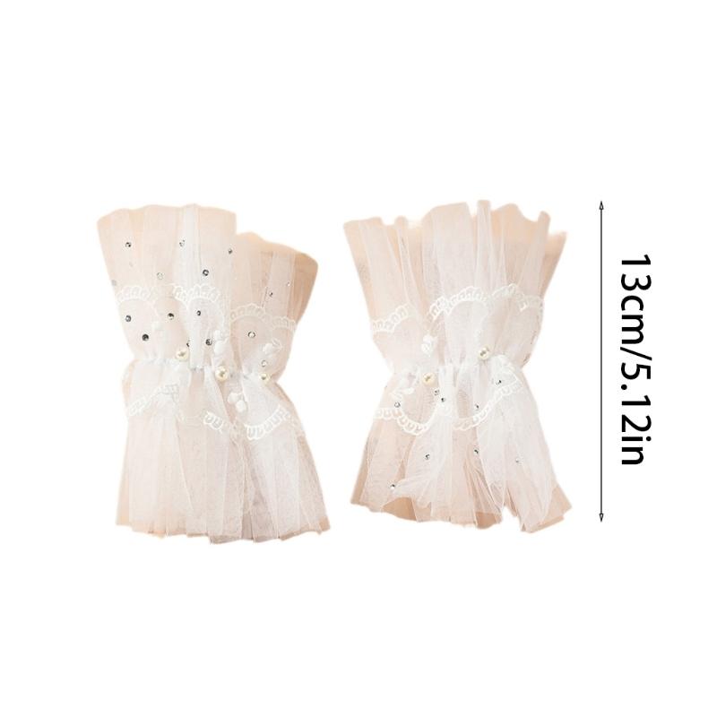 Mehrschichtige falsche Ärmel mit Rüschenspitze für Damen, Handgelenksmanschetten, abnehmbare Kunstärmel, elastische Handmanschetten, dekorative Ärmel