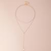 Golden Faux Pearl Necklace for Women Double Layer Faux Pearl Beaded Chain Choker for Birthday Wedding Anniversary Gifts
