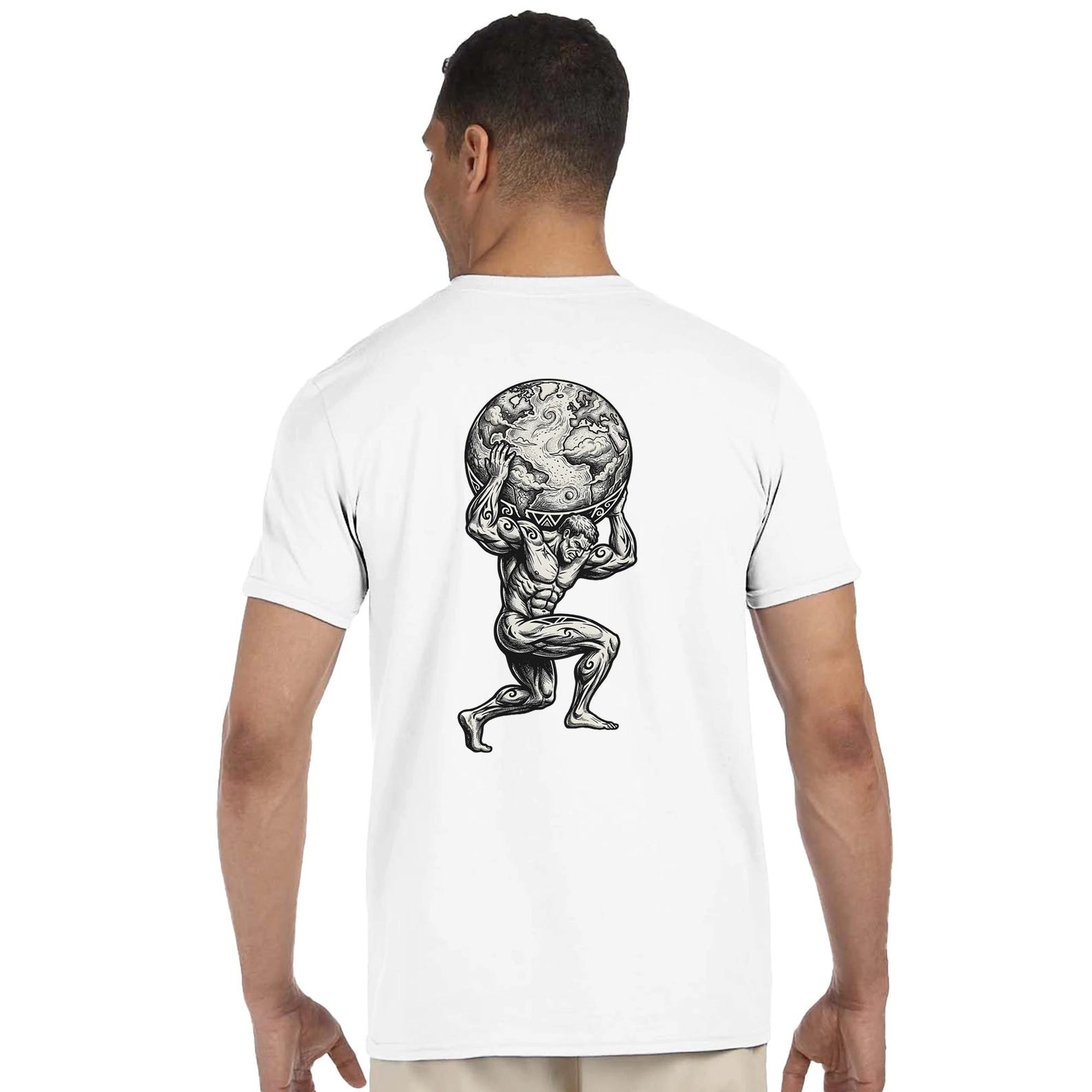 Atlas Greek Titan Graphic Tee | Greek Mythology Streetwear | Heavyweight Unisex T-Shirt XL
