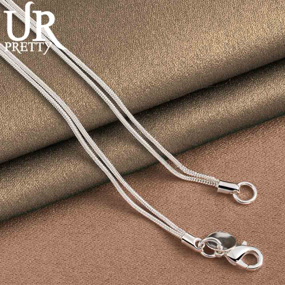 925 Srebrny podwójny łańcuszek wężowy matowy gładki naszyjnik z koralików modna biżuteria ślubna