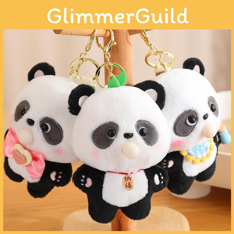 Panda Plush Cuddly Keychain Stuffed Bubble Blowing Designs Collectible Gifts