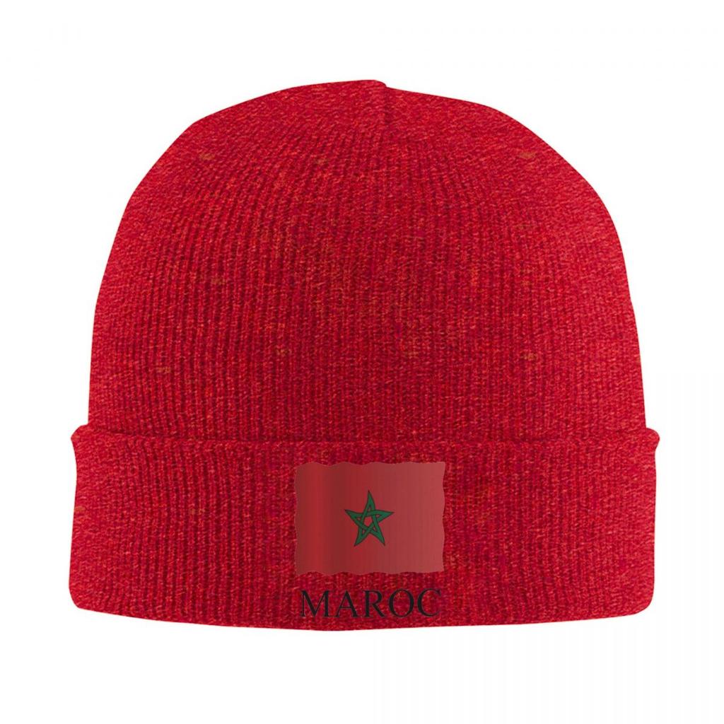 Gorro de Punto Cálido con Bandera de Marruecos Gorro de Punto para Invierno Gorros Calavera Gorros Hip Hop para Unisex