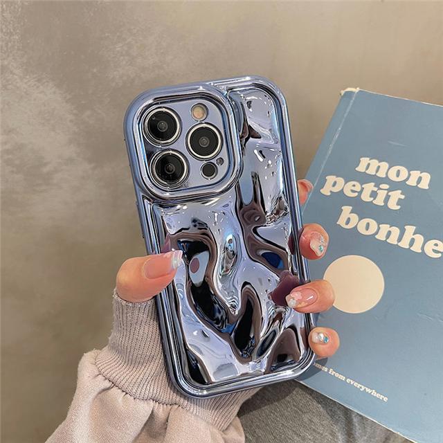 For iPhone 15 Pro Max Luxury 3D Meteorite Texture Plating Frame Phone Case For iPhone 11 12 13 14 16 Plus Soft Protective Cover
