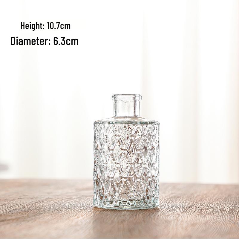 Retro Embossed Transparent Glass Vase: French-Inspired Luxury Home Decor for Living Room