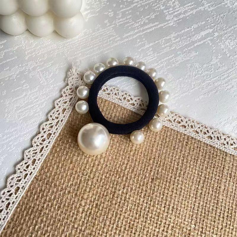 

Элегантная черная резинка для хвоста с бантом и жемчугом для женщин