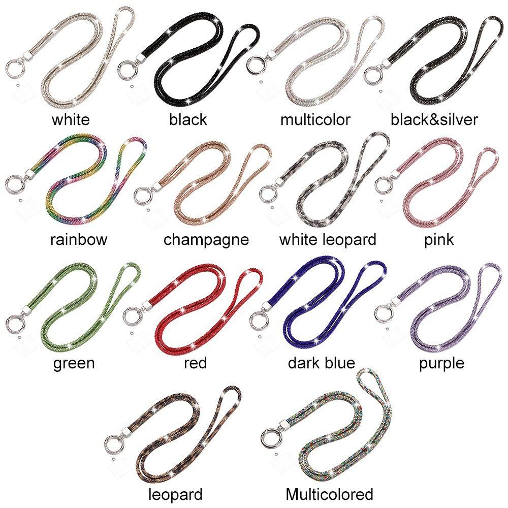 Fashion Keychain Bright Crystal Anti-lost Rope Rhinestone Phone Lanyard Hanging Cord Chain Straps