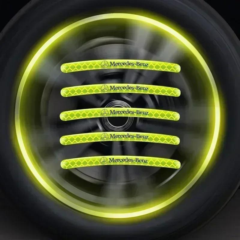 AZP2  Luminous Car Wheel Hub Stickers High Reflective Stripe Tape for Mercedes Benz W203 W204 W205 W206 W212 W213 W222 W223 E300 C200