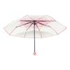 Korean Umbrella Cute Mini Fresh and Three-Fold Japanese Cherry Blossom Transparent Umbrella, Rainproof and Windproof