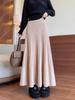 2025 Autumn/Winter Women's A-line Pleated Knit Skirt - Long, Simple, Big Hem Umbrella Design