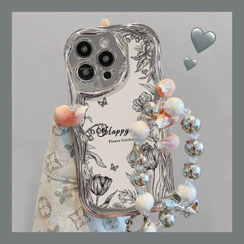 Linie Rosenkette Geeignet für Apple 15promax Handyhülle Iphone13/12 Galvanisiertes Silbermuster Xs Vollpaket