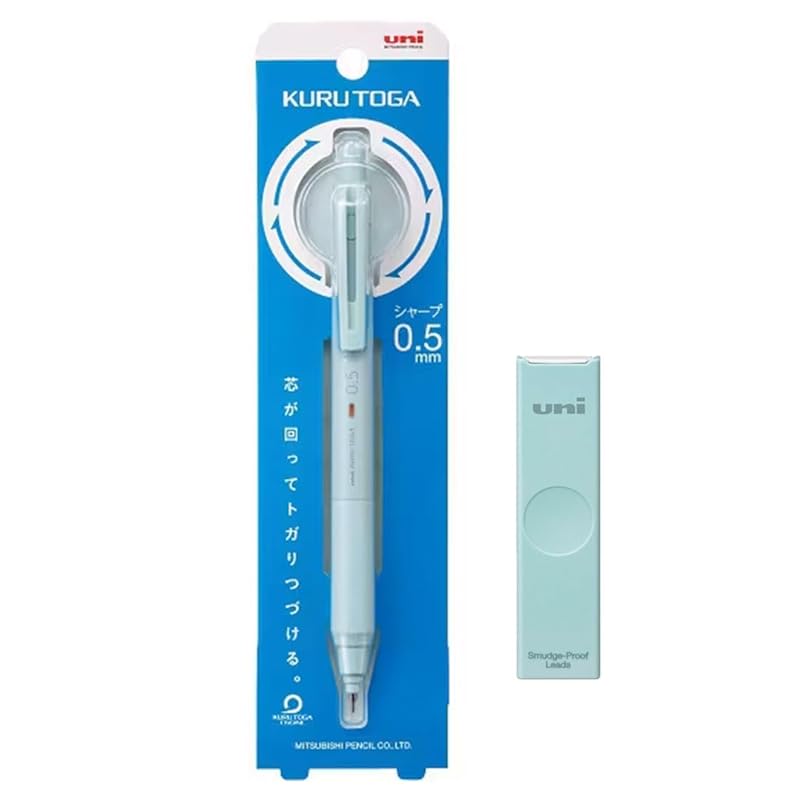

mitsubishi pencil Kurtga mechanical pencil Refill set [Kurtoga KS model 0.5mm ice blue] + [Uni color case 0.5mm HB Aqua]