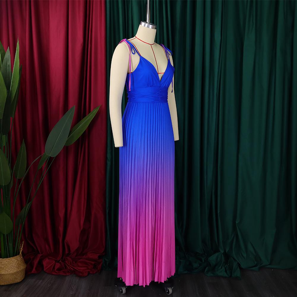 2025 Summer Gradient Strappy Backless Long Dress
