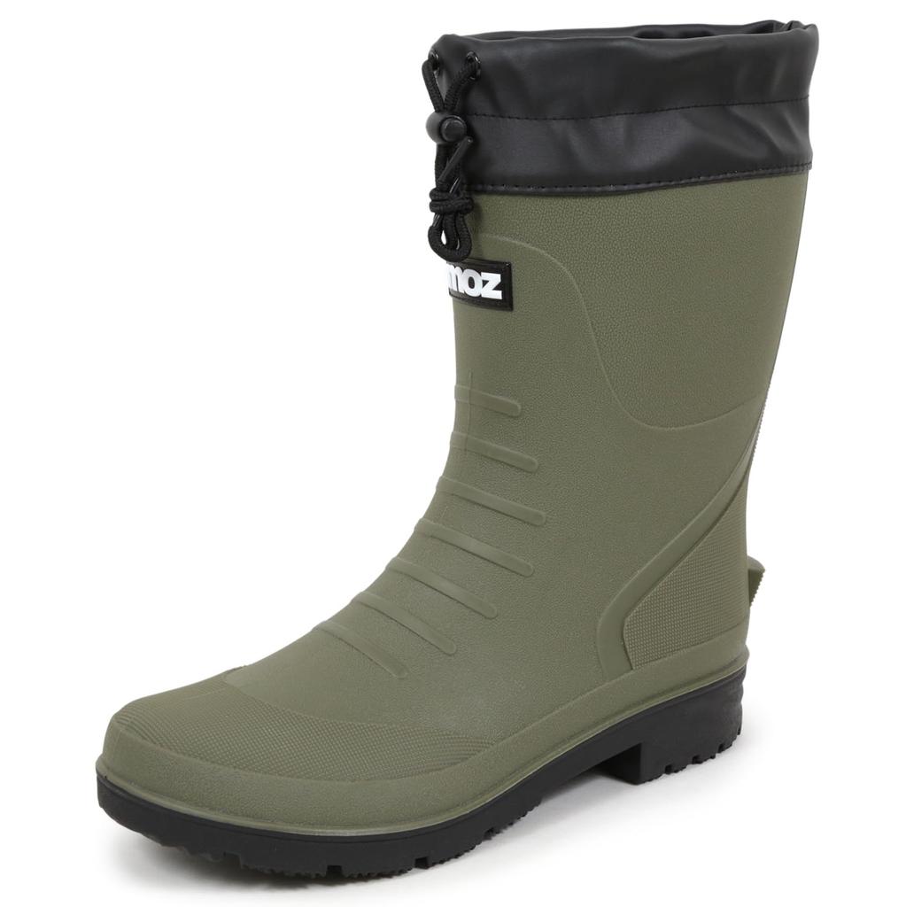 Mozu Men's Mid-Length Rain Boots, TPE Material, Paracord Closure, Non-Slip Sole, Urethane Liner, Khaki, Size M