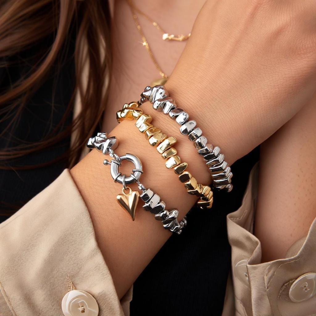 Élégant Collier Pendentif Cœur avec Perles CCB Multicolores Irrégulières