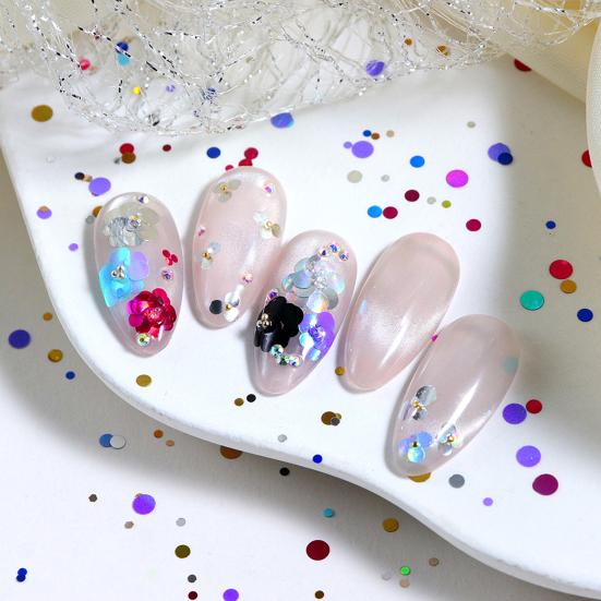 1 Box Round Glitter Nail Art Sequins 12 Grids Assorted Color Holographic Nail Charm Foils DIY Nail Design Crafts Manicure Decoration Accessories