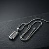 Vnox Stainless Steel Geometric Dog Tag Pendant Necklace for Men, Cubic Zirconia Box Chain Jewelry, Punk Style Hip Hop Necklaces