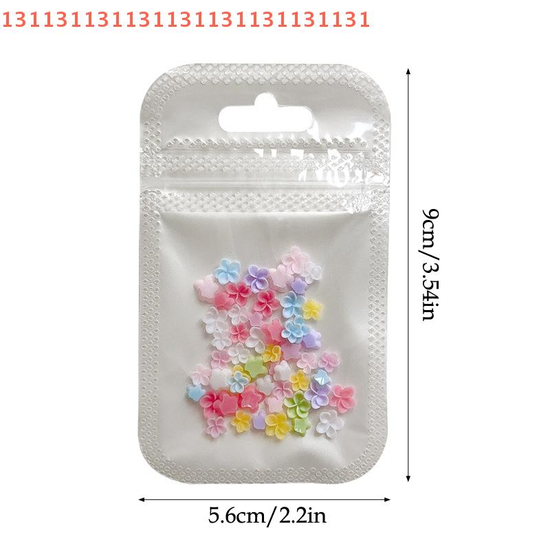 50Pcs For Manicure Solon Nail Art Supplies Colorful Five Petaled Flower Nail Charms Decorations