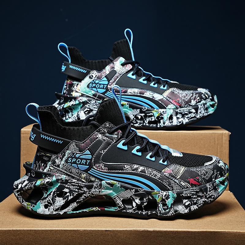 Large size fashion fly-woven camouflage blade shoes casual sports shoes running shoes dad shoes men's shoes