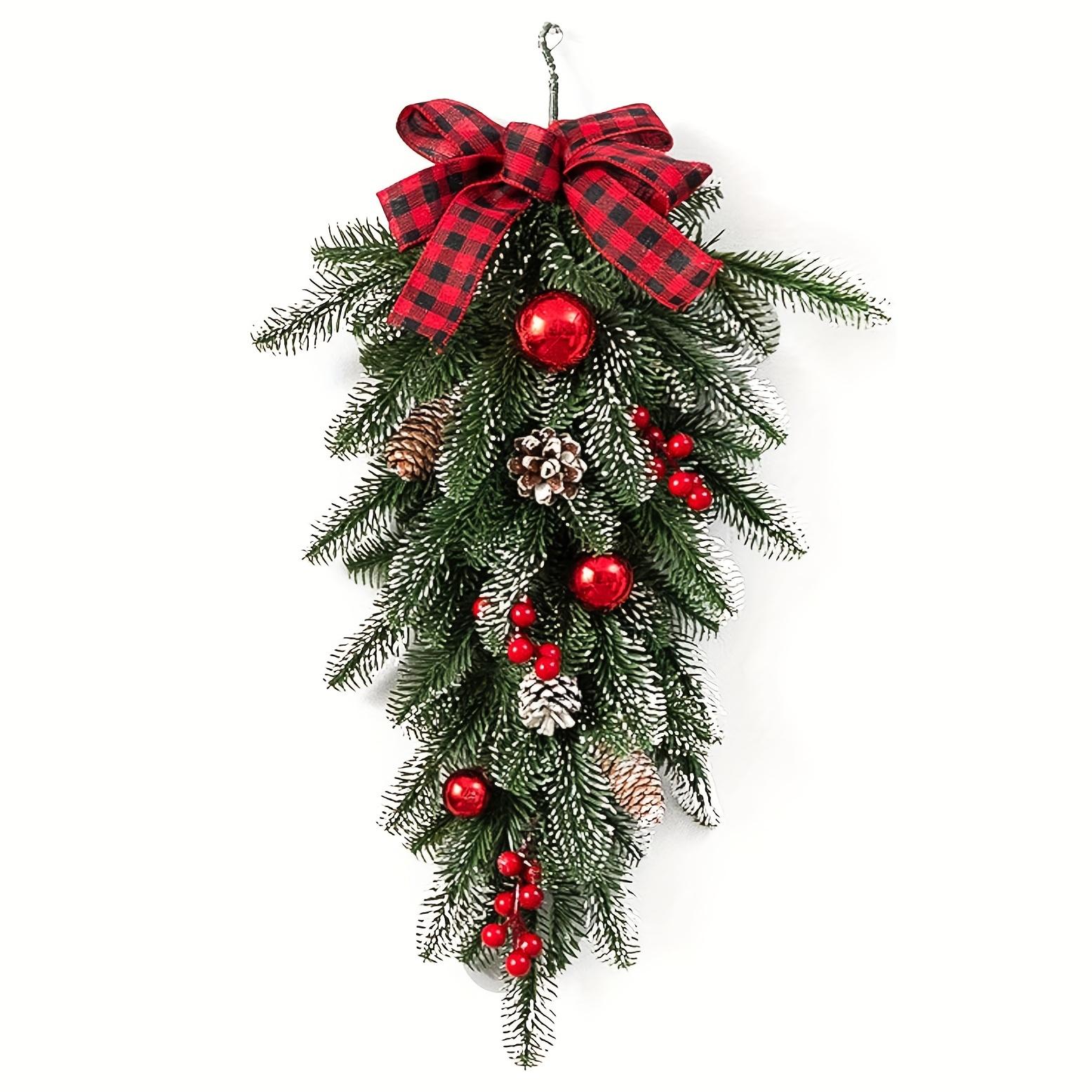 

1pc, Artificial Christmas Teardrop Swag, 54.86 Cm Christmas Pine Cones Red Berries Swag Decoration Teardrop Swag Pendant, Scene Decor,Christmas Decor 54.86 Cm
