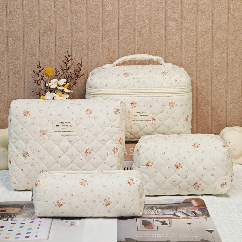 Vintage Large Capacity Cosmetic Bag Portable Travel Storage Bag Handheld Makeup Pouch for Toiletries Cosmetics Organizer Outdoor Daily Use