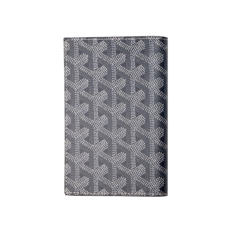 Goyard Grenelle Monogrammed Flap Pocket Canvas And Calfskin Card Holder Passport Holder Unisex Accessories Gray GRENELPMLTY-51CL51X