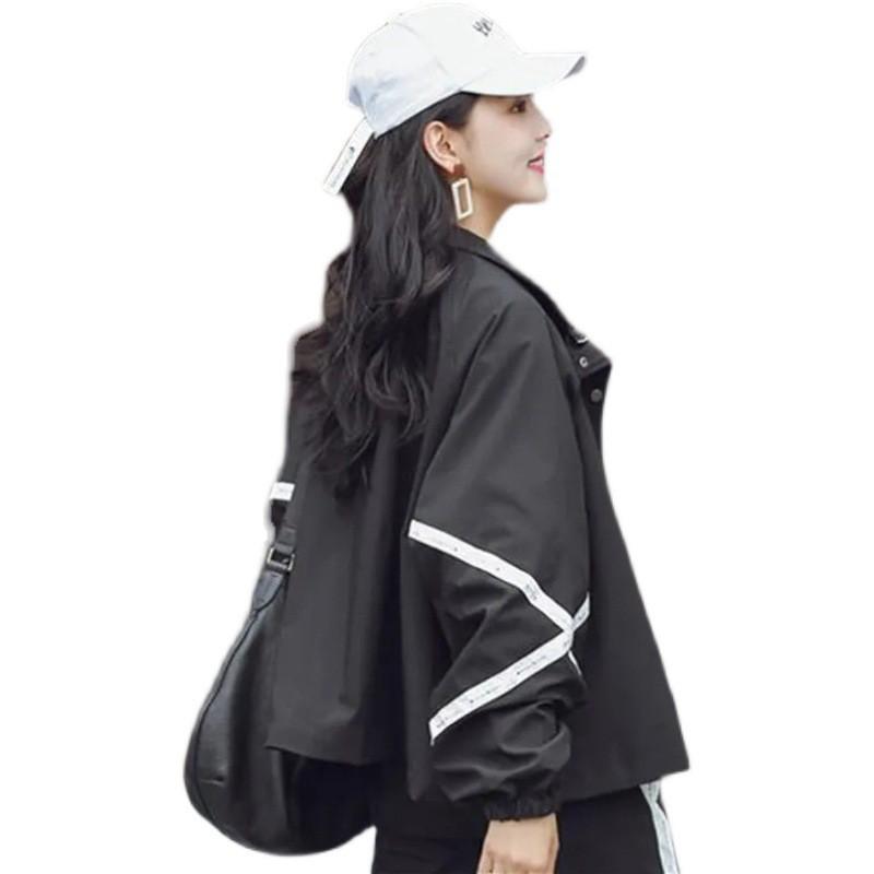 Womens Oversized Batwing Sleeve Zip-Up Jacket Short Cropped Fit Vintage Contrast Color Casual Outerwear