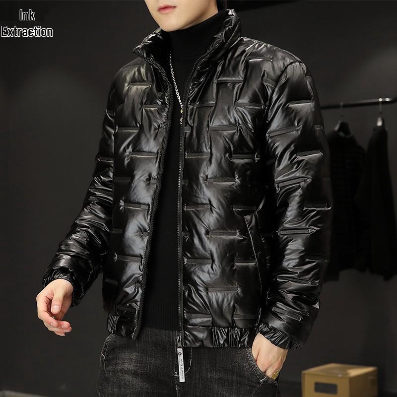 Men's 2023 Korean Style Shiny Winter Jacket - Thick, Warm, Trendy Cotton Coat