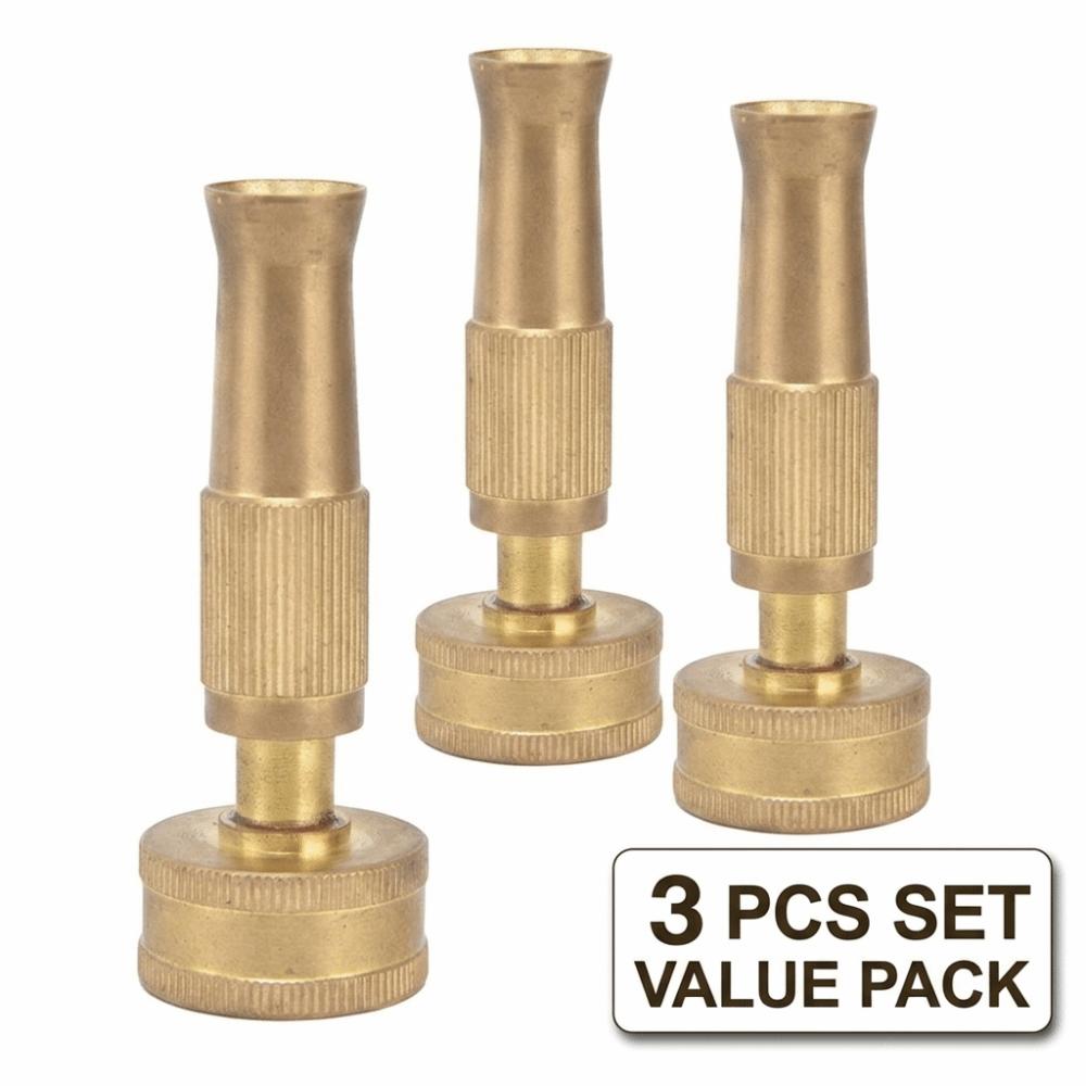 3pcs Solid Brass Adjustable Twist Nozzle Female Thread End Garden Hose Sprayer Garden Watering