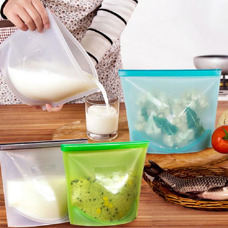 Silicone Food Preservation Bag for Vegetables & Fruits - Self-Sealing & Freezable