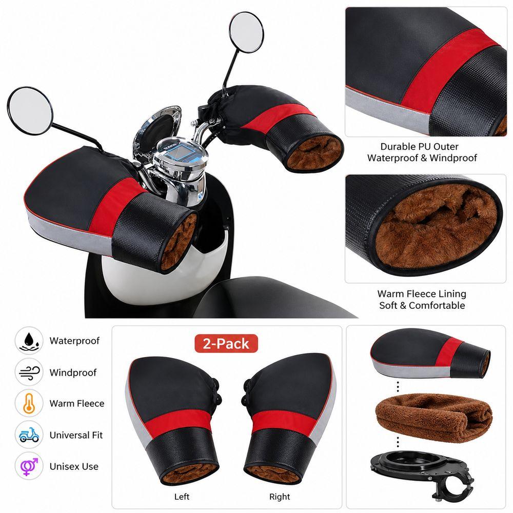 Thickened Cotton Motorcycle Handlebar Gloves Reflective Strips Handlebar Muffs Winter Riding