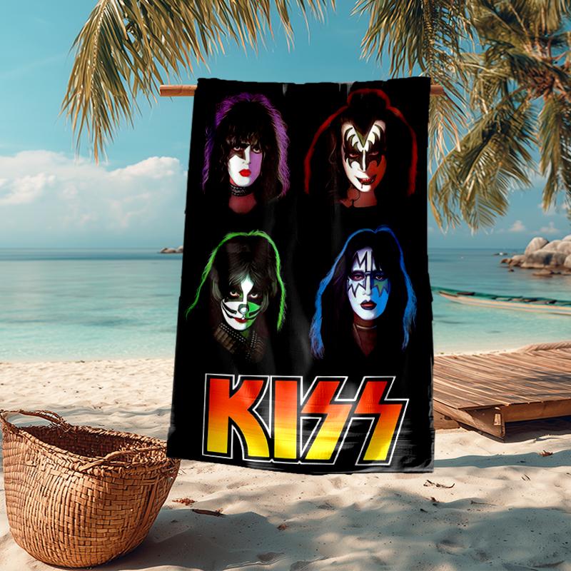 Kiss-Inspired Fashion Beach Towel: Ideal for Summer Adventures Soft, absorbent and quick drying suitable for swimming and bathing