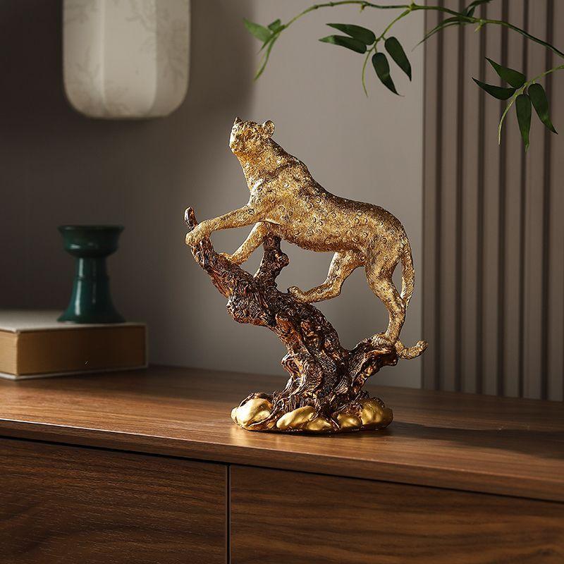 

New Chinese-style atmosphere, high-grade light luxury, modern high-end entrance TV cabinet, study bookcase, desktop leopard