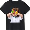 Vintage Kid Meme Graphic T-Shirt Funny Retro Children Print Crew Neck Black Top for Men Women