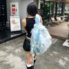 JIAERDI Ice Blue Long Plush Backpack Women Soft Large Capacity Mens Backpack Ladies Fashion Trendy Outdoor Travel School Bag New