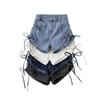 Summer New Design High Waist Side Drawstring Wide Leg Denim Shorts Women Short Jeans Tide Shorts