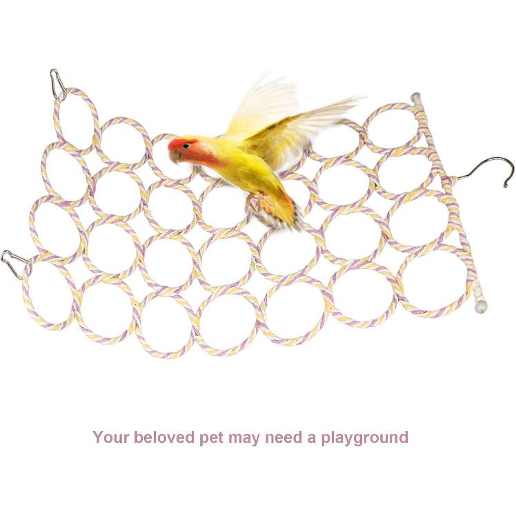 2 Packs Parrot Swing Hanging Toys, Bird Climbing Rope Net Ladders Small Medium Pet Activity Toy Suitable for Parakeet,Cockatiel,Cockatoo,Conure,Mini