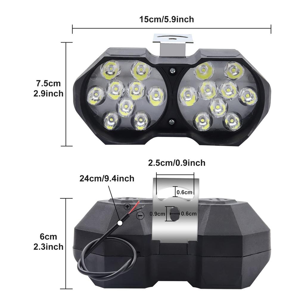 Aoling Motorcycle Headlight, 2 Lights, Universal Off-Road, Scooter, Headlight, LED, 12 V, Motorcycle Fog