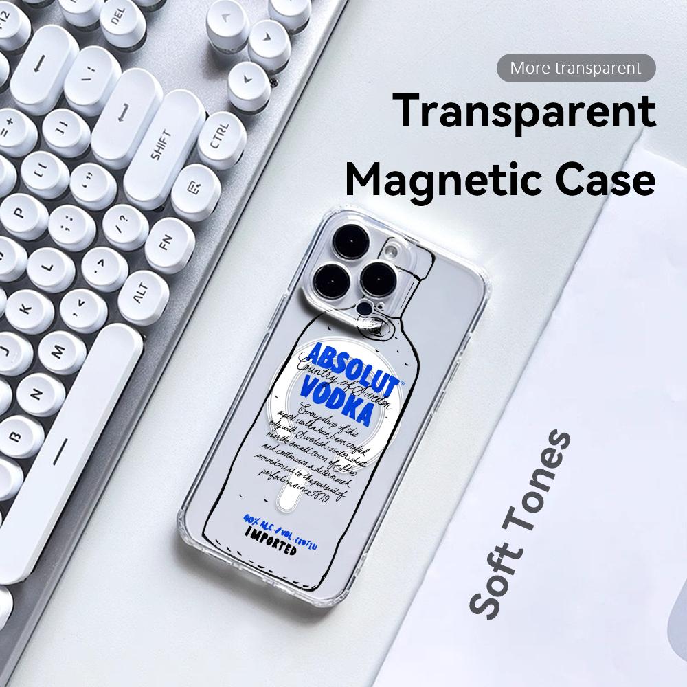 COOL A-AbsolutS V-VodkaS Phone Case For iPhone 17 16 15 14 13 12 Pro Max Plus With Magnetic Crystal Clear Case Wireless Charge