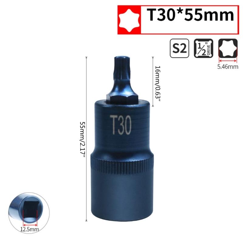 Torx Screwdriver Bits 1/2inch Socket Bit Adapter T30 T40 T45 T50 T55 T60 T70 Torx Socket Adapter Tool For Ratchet Wrench