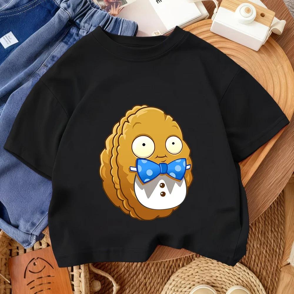 Summer Crew Neck T Shirt For Boys Girls Casual Daily Wear Plants Vs Zombies Cute Kawaii Cartoon Fashion Street Style 314Y