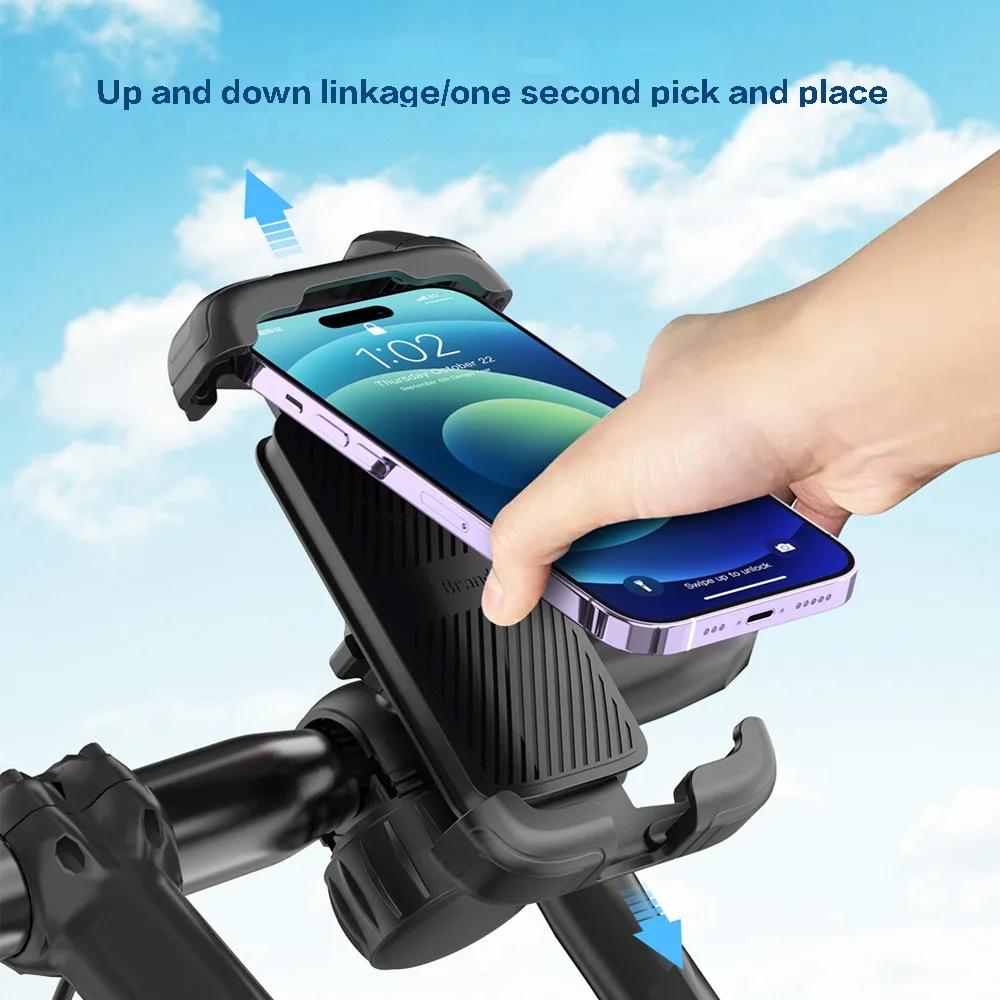 Bike Phone Holder 360° View Universal Bicycle Phone Mount for 4.7-7 Inch Mobile Phone Stand Shockproof Bracket GPS Clip