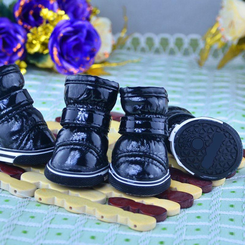 4pcs/set Waterproof Pet Shoes Winter Snow Boots Casual Warm Slip-Resistant Anti-slip Boots For Small Medium Dog Shoes Footwear