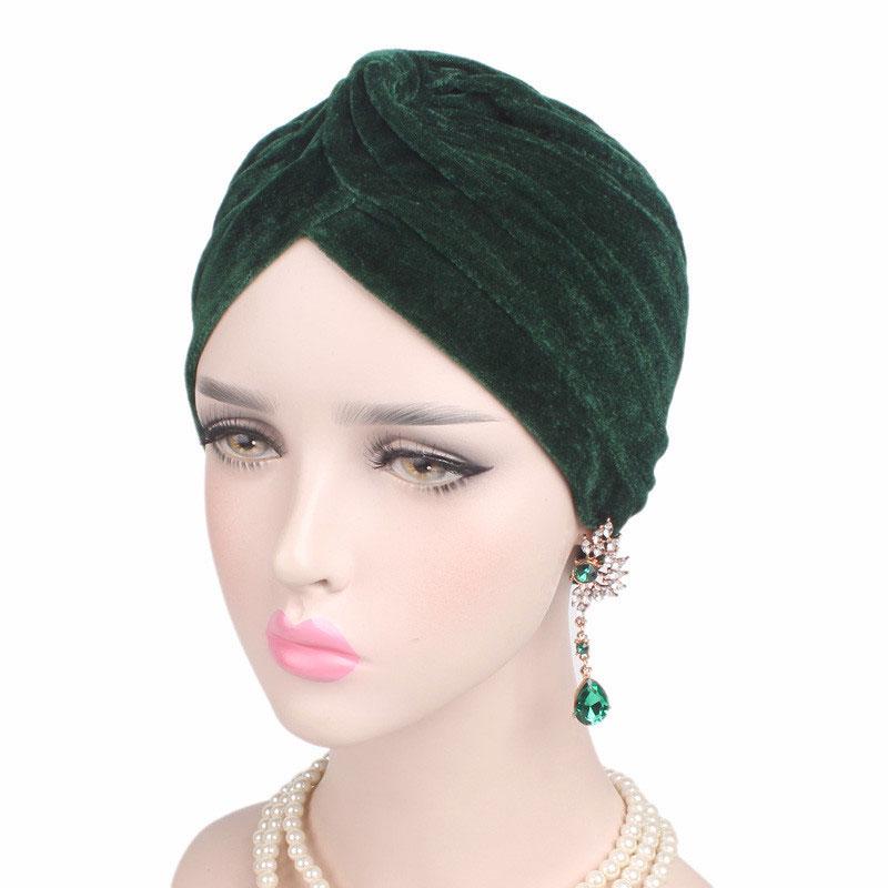 New Women Velvet Turban Hat Headband Muslim Hijab Caps Female Soft Bandana Headband Hijabs Head Wrap Hair Accessories