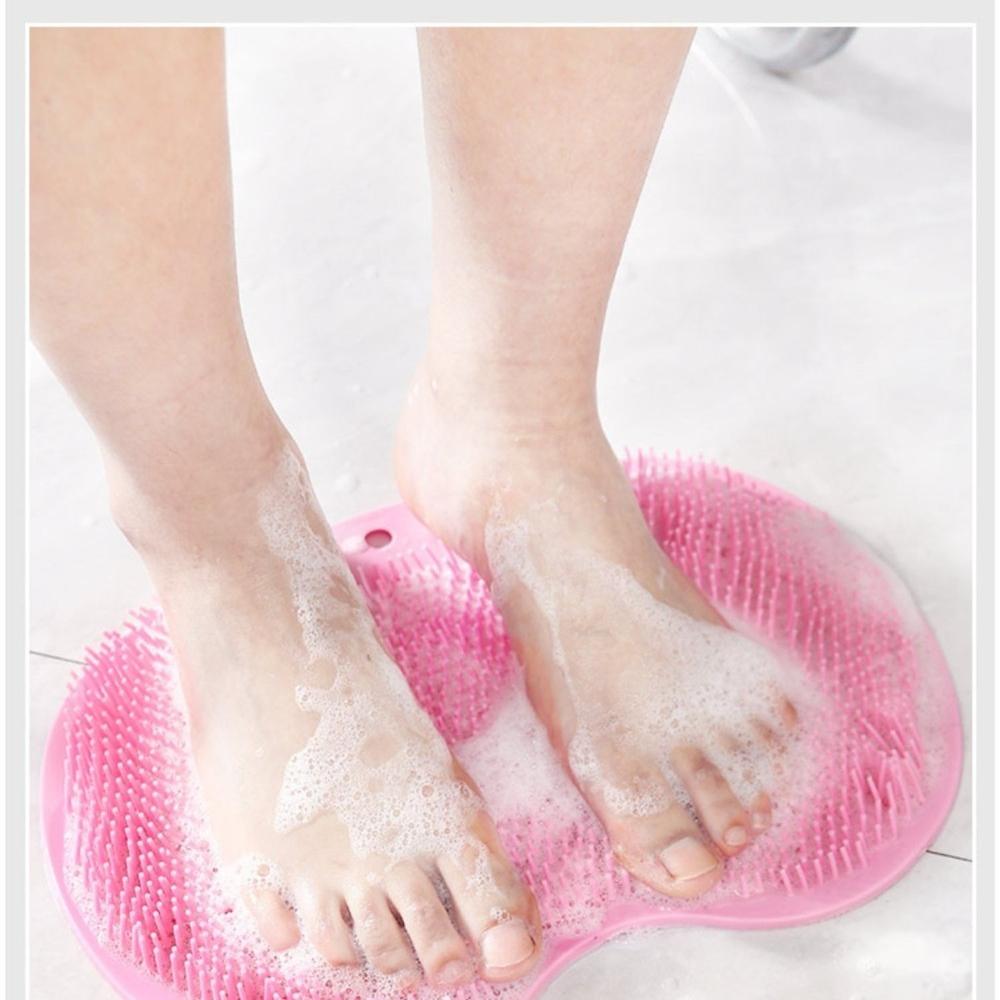 Shower Foot Scrubber Mat Back Washer Exfoliating Bath Wash Pad Wall Mounted Slip Suction Cups for Use In Cleaner Men and Women