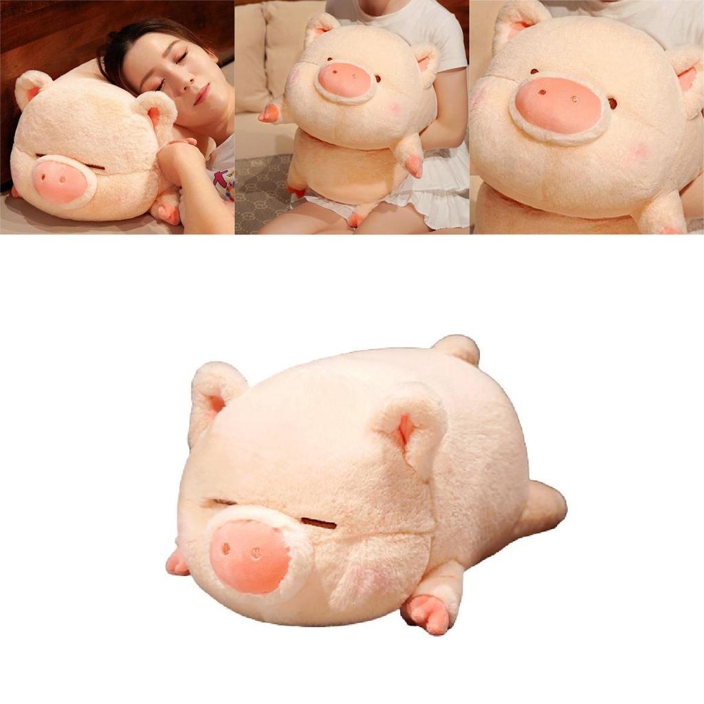 Kızlar ve Çocuklar İçin Sevimli Pembe Domuz Peluş Oyuncak Yastık Kısa Peluş ve PP Pamuk Dolgulu 40x22x20cm