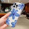 Elegant Blue Lily Pattern TPU Phone Case For iPhone 16 14 Pro Max 13 12 11 Pro Max 14 15 Plus XS XR X 16E 7 8 Plus Back Cover