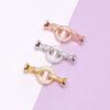 18k Gold-Plated S925 Sterling Silver Round Double Ring Pearl and Crystal Necklace Clasp for DIY Beading.