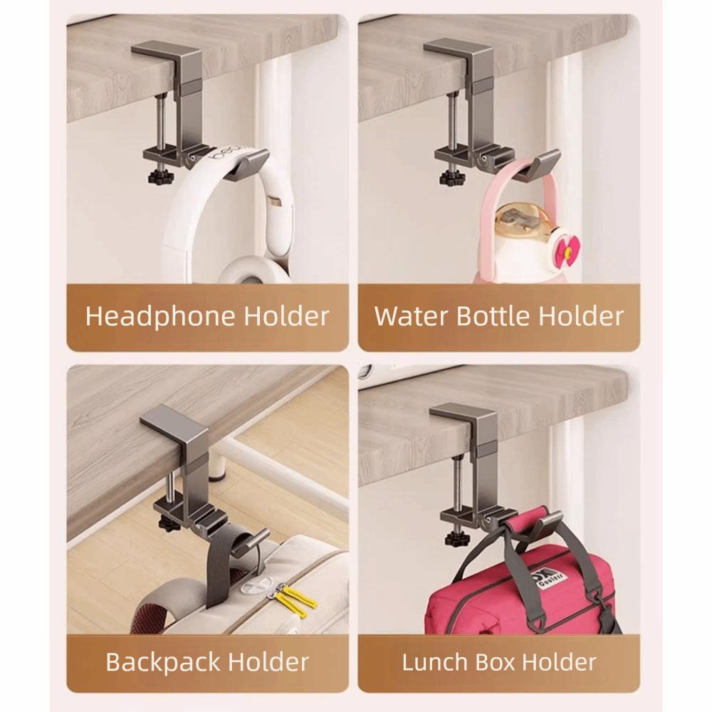 Adjustable Desk Edge Bag Hook Foldable Punch-free Table Side Backpack Rack Multi-functional Removable Hanging Handbag Holder
